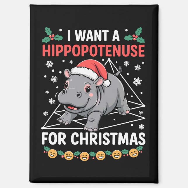 Aimant Je veux un hippopoténuse pour Noël Prof de maths (Recto)
