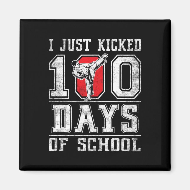 Aimant Je viens de botter 100 jours d'école Karaté Happy  (Devant)