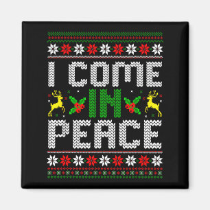 Aimant Je viens en paix Couple assorti Ugly Christmas Swe