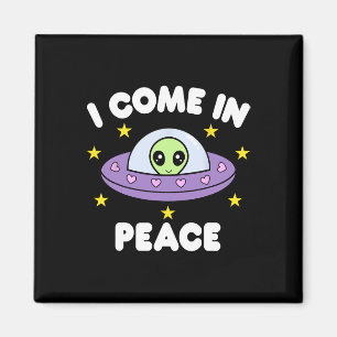 Aimant Je viens en paix Funny Spaceship Alien Couples Mat