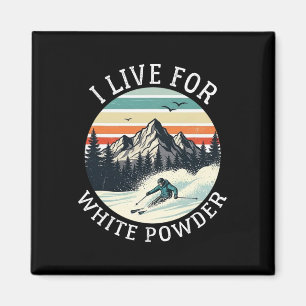 Aimant Je vis pour la poudre blanche drôle de ski rétro v