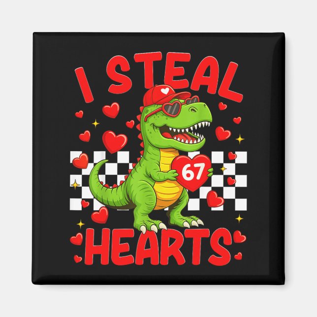 Aimant Je vole des cœurs 67 Saint-Valentin 67 Dinosaure T (Devant)
