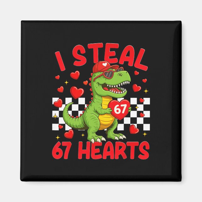 Aimant Je vole des cœurs 67 Saint-Valentin 67 Dinosaure T (Devant)