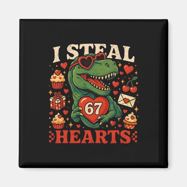 Aimant Je vole des cœurs 67 T-rex de la Saint-Valentin dr (Devant)