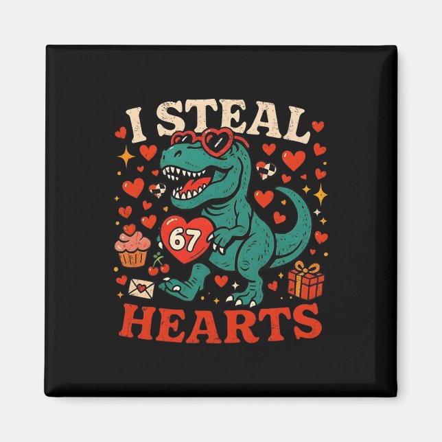Aimant Je vole des cœurs 67 T-rex de la Saint-Valentin dr (Devant)