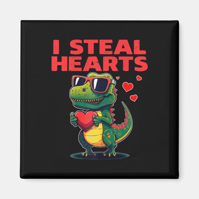 Aimant Je vole des cœurs T-rex Mignon Saint-Valentin (Devant)