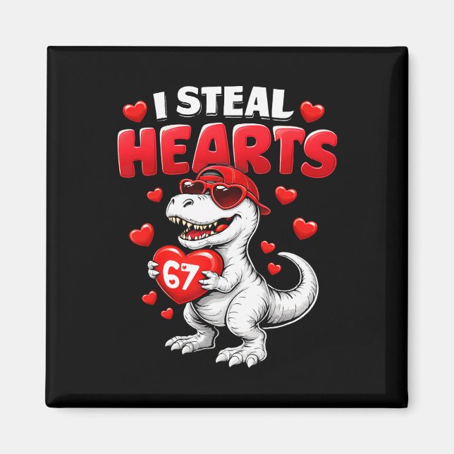 Aimant Je vole des cœurs T Rex Saint-Valentin 67 Meme 6 7 (Devant)