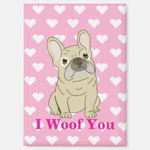 Aimant Je Vous Aime - cœurs de Bouledogue Français