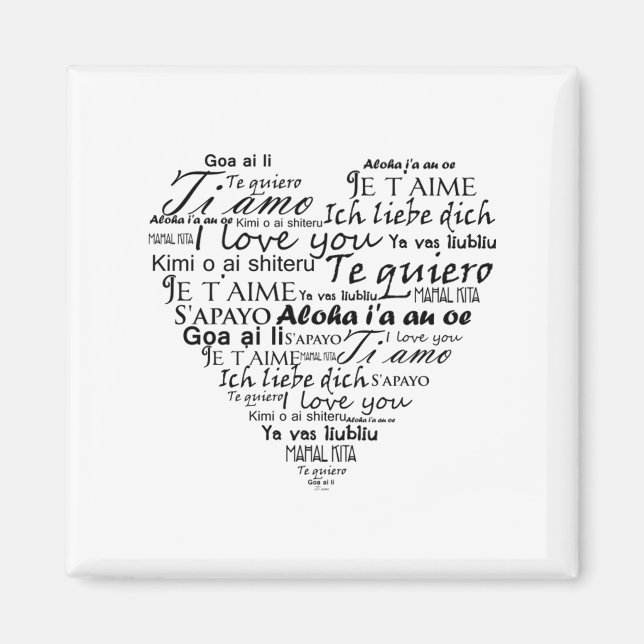 Aimant Je vous aime dans d'autres langues 5 (Devant)