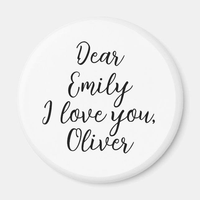 Aimant Je vous aime Modèle nom (Devant)