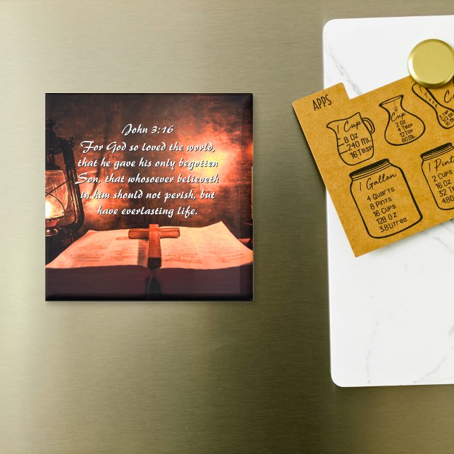Aimant Jean 3:16 Dieu aima tant le monde, lanterne (John 3:16 God so loved the world, lantern Magnet
)