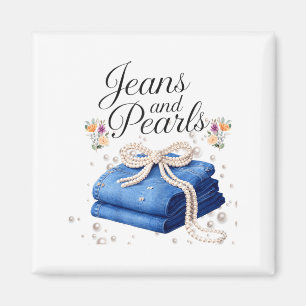 Aimant Jeans et perles mode denim bow mesdames