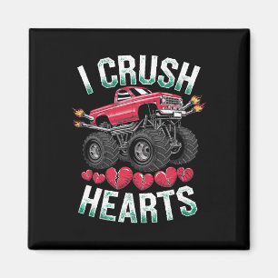 Aimant J'écrase Coeurs Monster Truck Funny Valentines Day