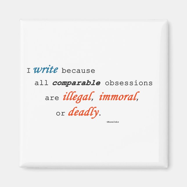 Aimant J'écris parce que... (Devant)