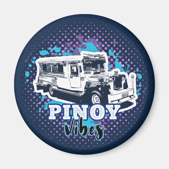 Aimant Jeepney Pinoy Vibes bleu rose (Devant)