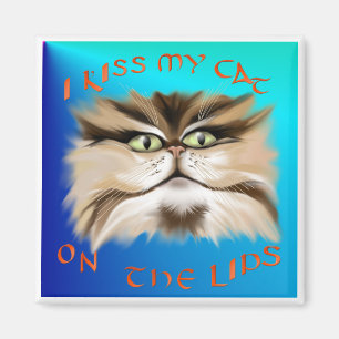 Aimant J'embrasse mon chat sur l'aimant de lèvres