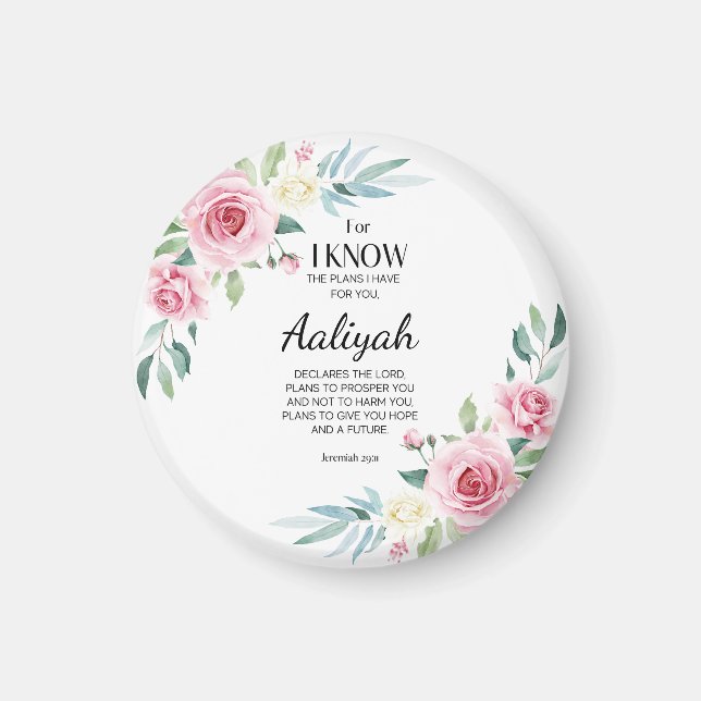 Aimant Jeremiah 29:11 Rose Personnaliser (Devant)
