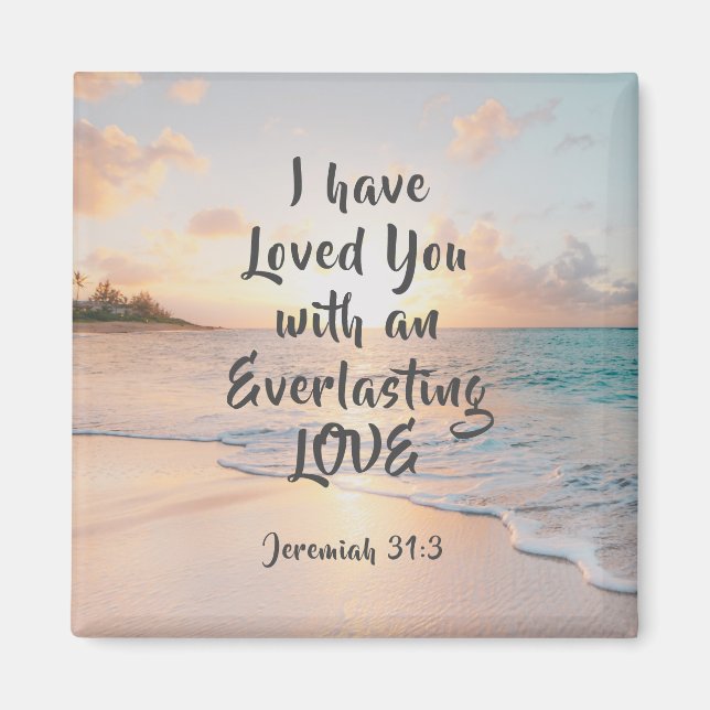 Aimant Jeremiah 31:3 I have Loved you Bible Ocean Sunset (Devant)
