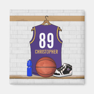 Aimant Jersey de basket-ball personnalisé en violet et e