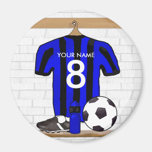 Aimant Jersey de football noir et bleu personnalisé