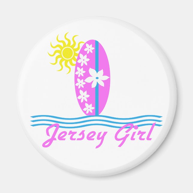 Aimant Jersey Girl Bodysuit Pink Surfboard W/Sun (Devant)