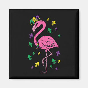 Aimant Jester Flamant rose rose Oiseau mignonne Mardi Gra