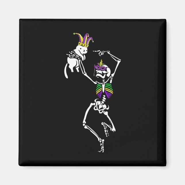 Aimant Jester Skeleton Dancing Chat Mardi Gras Masque Car (Devant)
