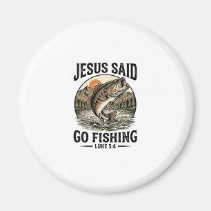 Aimant Jésus a dit allez pêcher Vintage Bass Chrétien