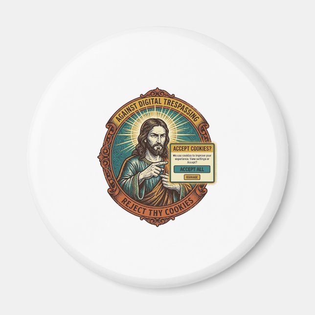 Aimant Jésus Agacant Accepter les Cookies Pop Up Internet (Devant)