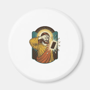 Aimant Jésus aveuglant la luminosité maximale du téléphon