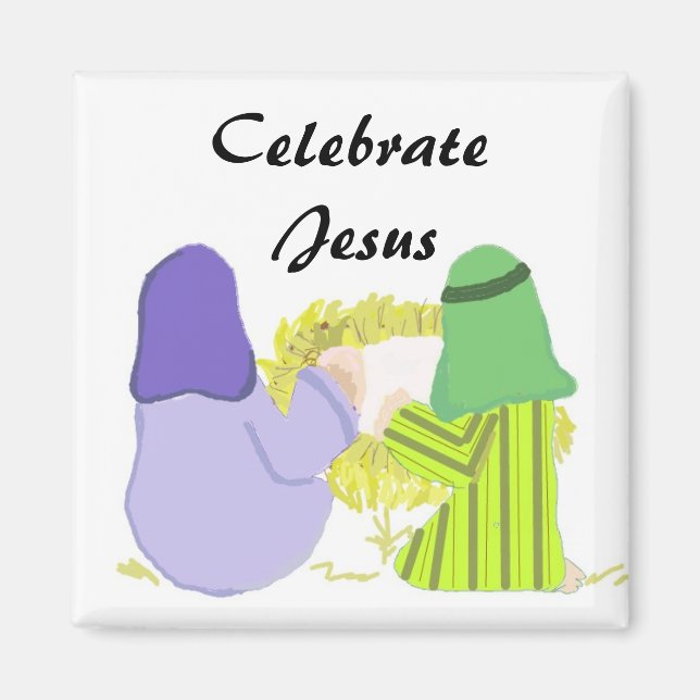 Aimant Jésus bébé avec Marie et Joseph (Devant)