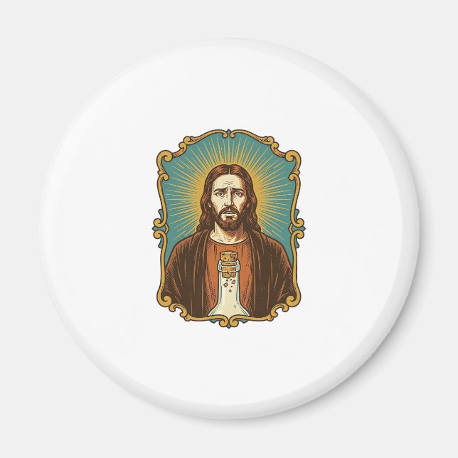 Aimant Jésus Bouchon de Vin Cassé Bouteille Sommelier Par (Devant)