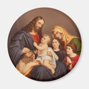 Aimant Jésus-Christ avec les Enfants Premium Beaux-Arts