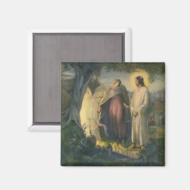 Aimant Jésus-Christ ressuscité par le tombeau par ML Gree (Recto/Verso)