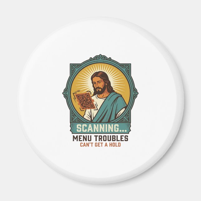 Aimant Jésus Code QR flou ne scannera pas Menu Humour Tec (Devant)