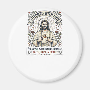 Aimant Jésus Couture Tricotage Chemise Graphique Chrétien