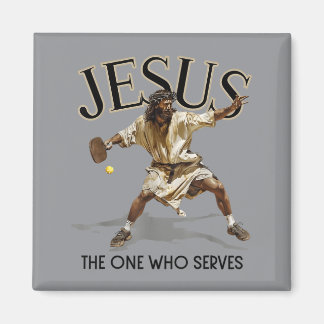Aimant Jésus de pickleball drôle Celui qui sert
