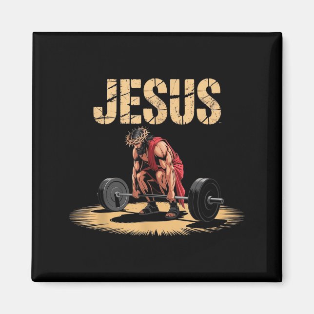 Aimant Jésus drôle de musculation humour chrétien de gym  (Devant)