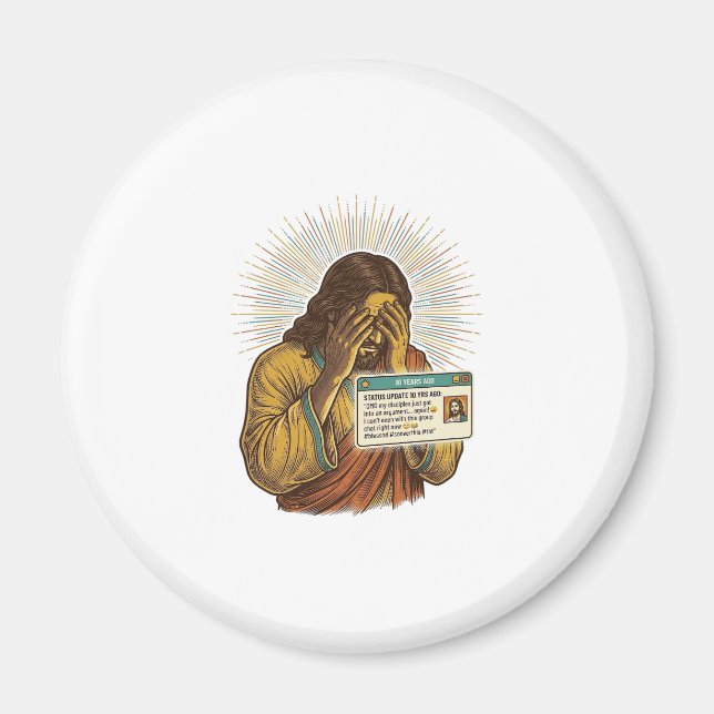 Aimant Jésus embarrassé Statut de dix ans Humour_1 (Devant)