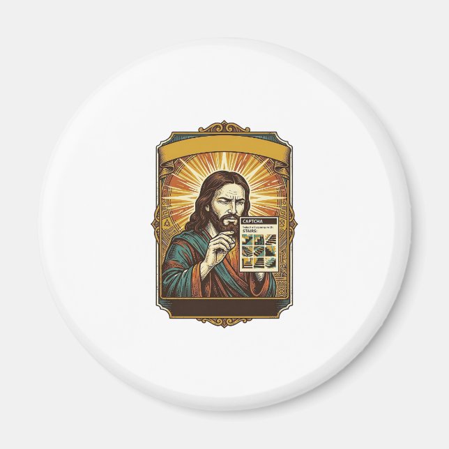 Aimant Jésus Escalier Flou Test Captcha Sécurité Tech Hum (Devant)