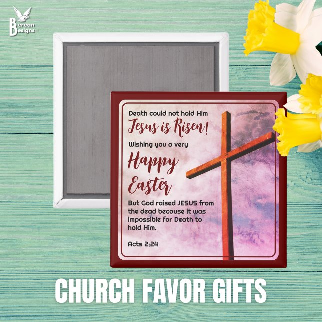 Aimant JÉSUS EST LA FÊTE chrétienne DE Pâques RISEN (JESUS IS RISEN Happy Easter magnet, ideal for church favor gifts. Matching gifts available.)