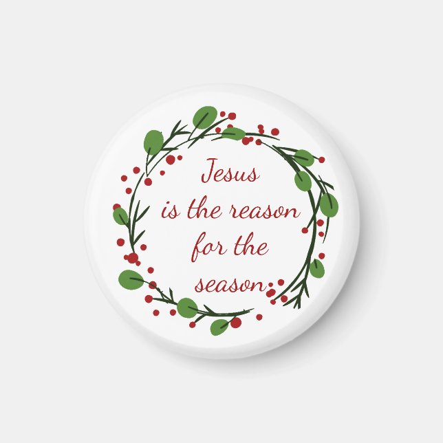 Aimant "Jésus est la raison de la saison" Holly Design (Devant)
