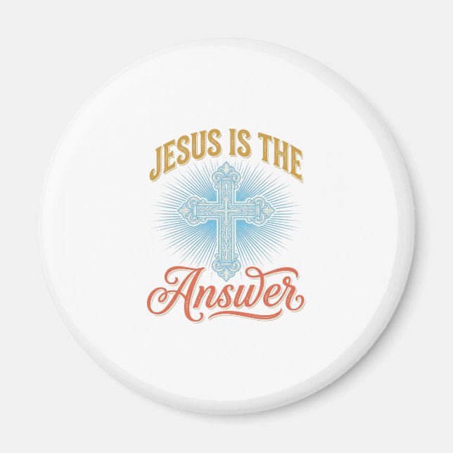 Aimant Jésus Est la Réponse Croix Chrétienne Conception V (Devant)
