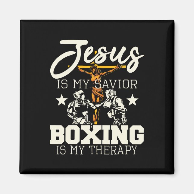 Aimant Jésus Est Mon Sauveur Boxe Est Mon Thérapie - Boît (Devant)
