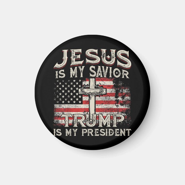 Aimant Jésus Est Mon Sauveur Trump Est Mon Président Amér (Devant)