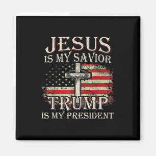 Aimant Jésus Est Mon Sauveur Trump Est Mon Président Amér