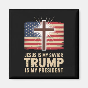 Aimant Jésus Est Mon Sauveur Trump Est Mon Président Poli