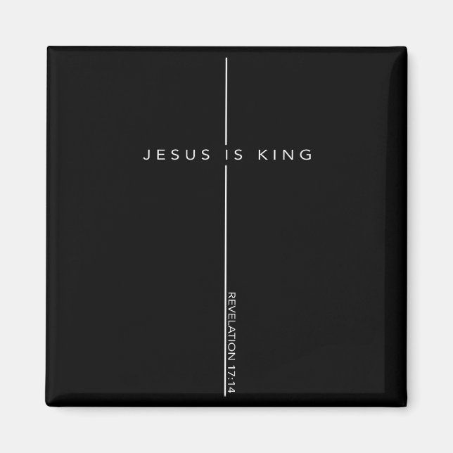 Aimant Jésus Est Roi Croix Foi Chrétienne Verset De La Bi (Devant)