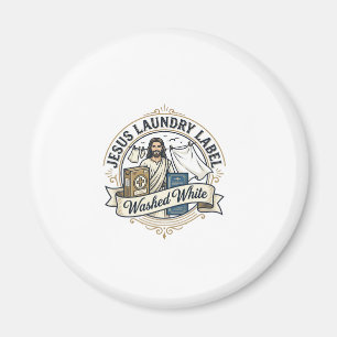 Aimant Jesus Étiquette De Linge Lavé Blanc Jesus Linge La