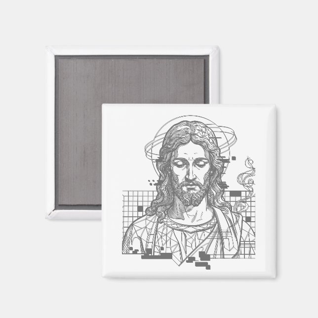 Aimant Jésus Grille Rétro Roi des Rois Apocalypse 19:16 (Recto/Verso)